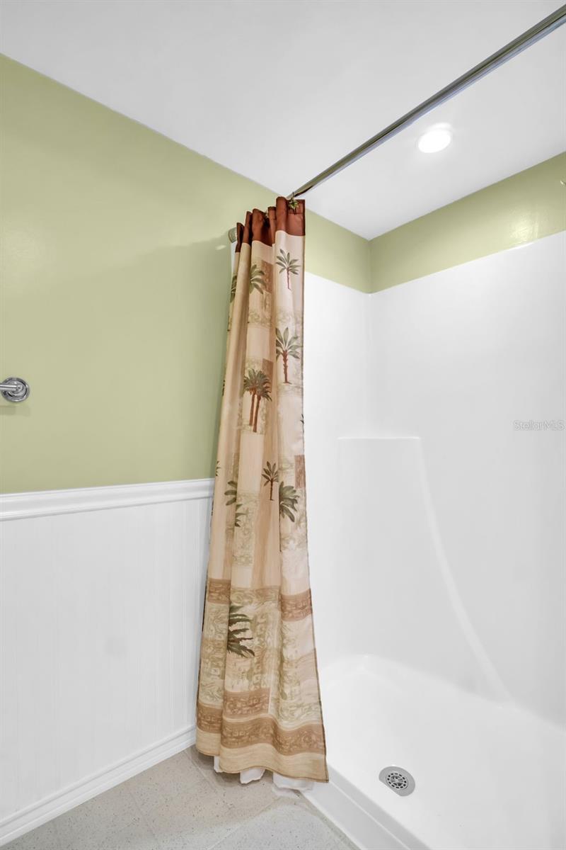 New walk-in shower & linen closet~