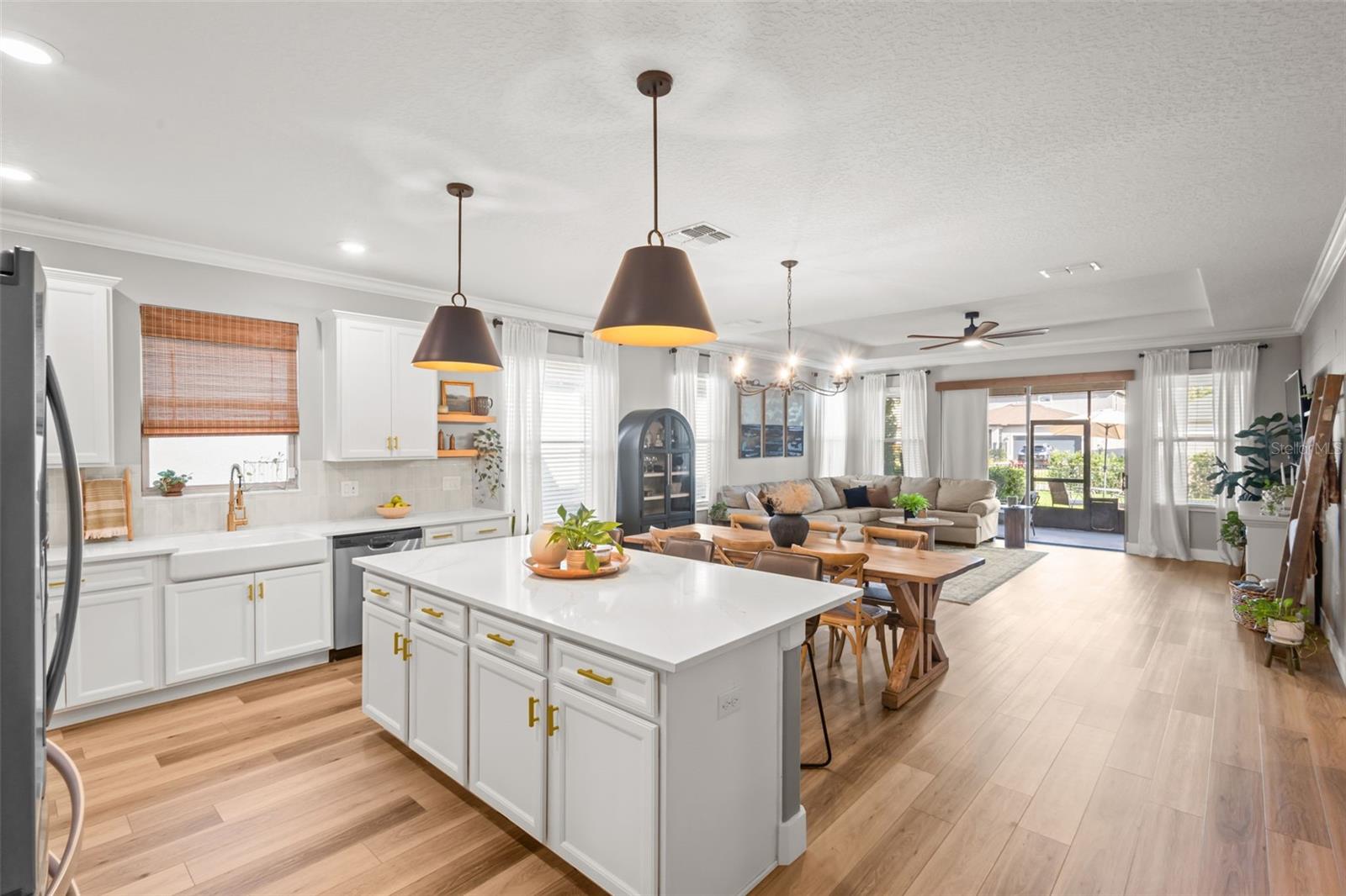 Kitchen open to both living and dining areas