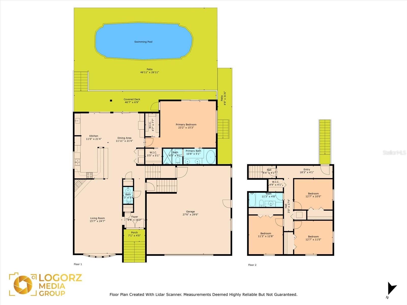 Skylights keep the living area light & bright