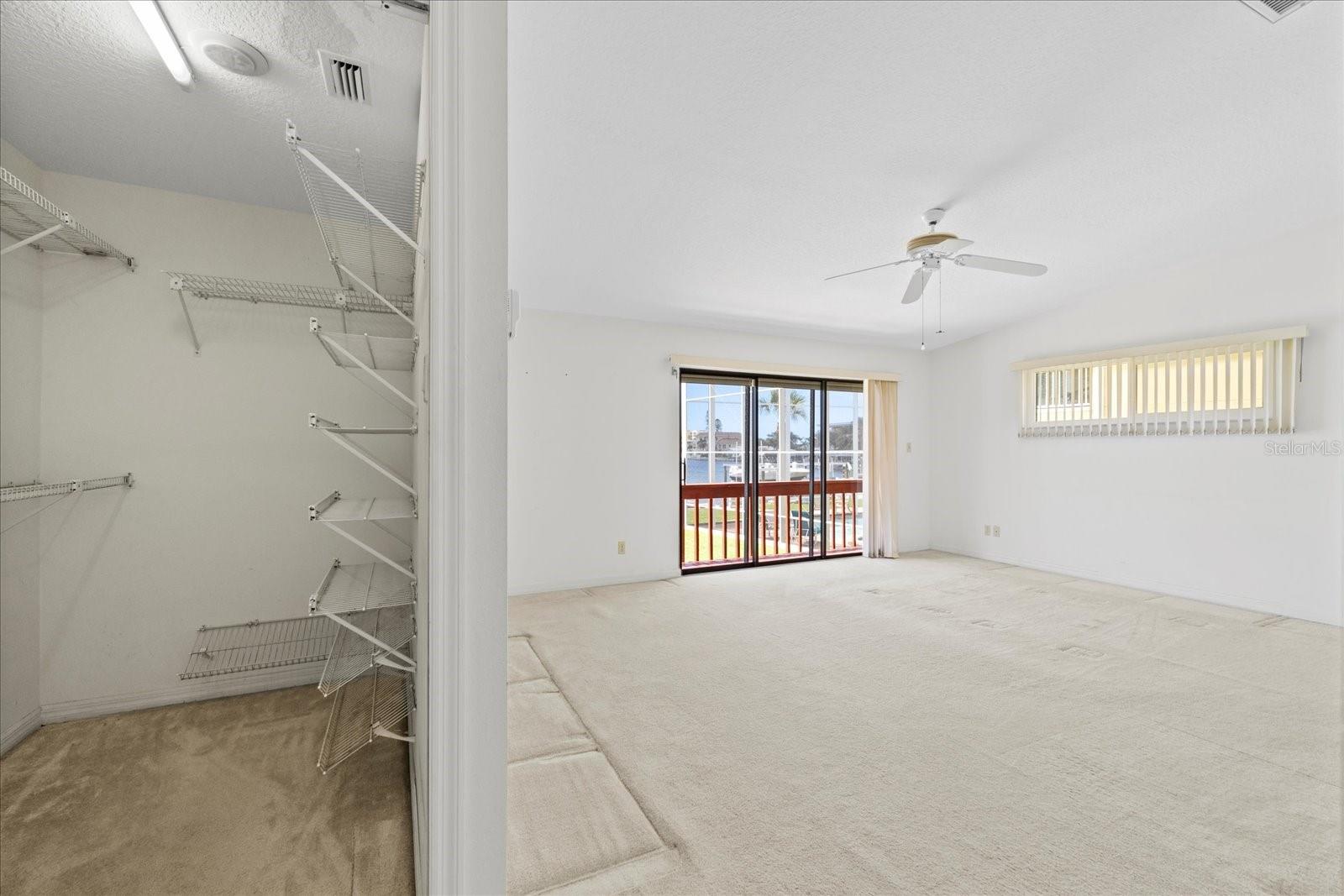The primary suite has two large walk in closets