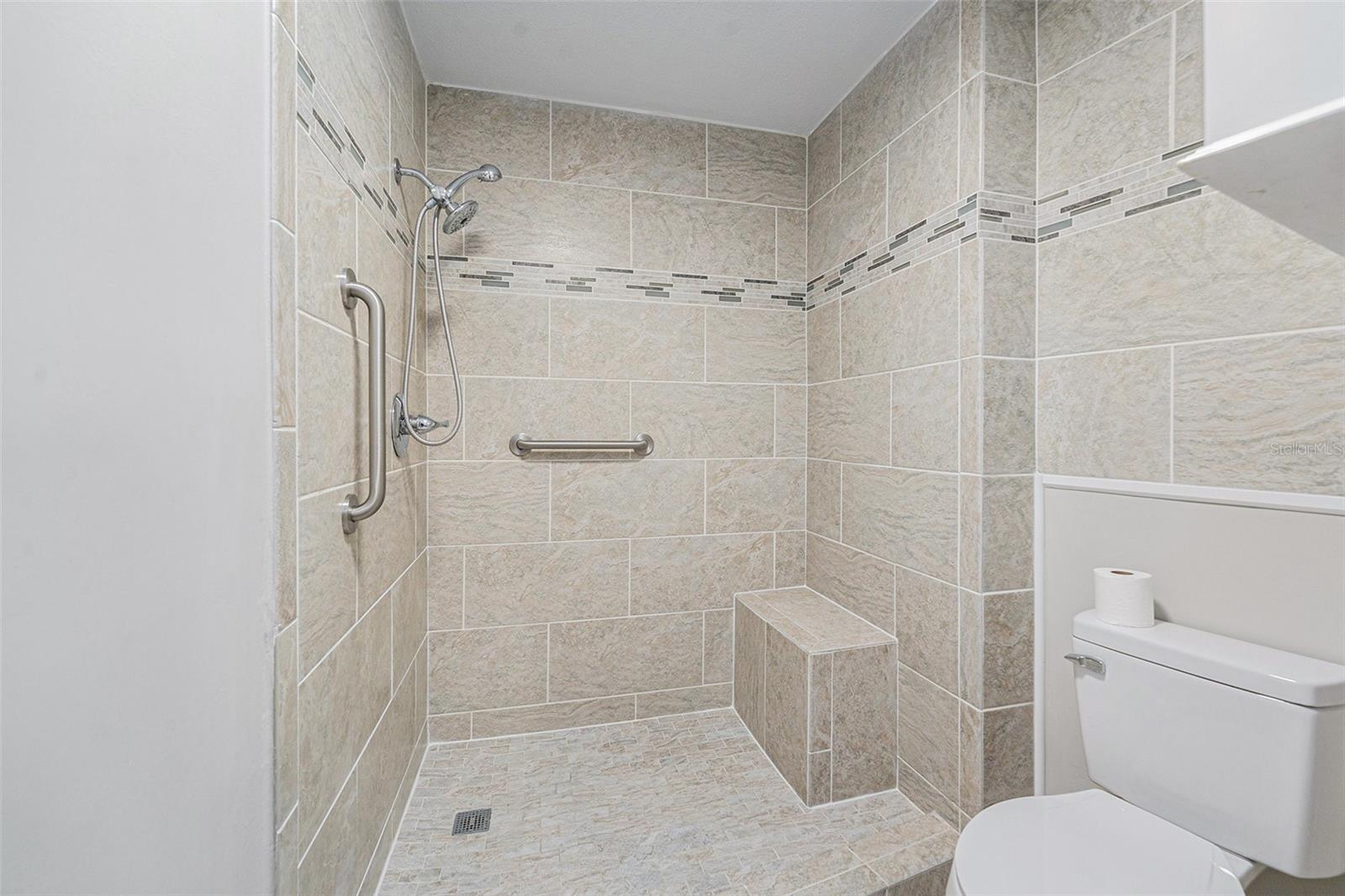 Primary Ensuite Shower with grab-bars