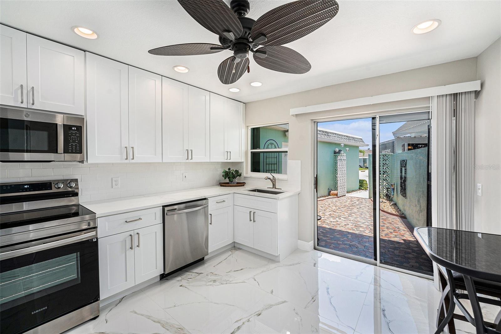 Kitchen sliding door to private courtyard