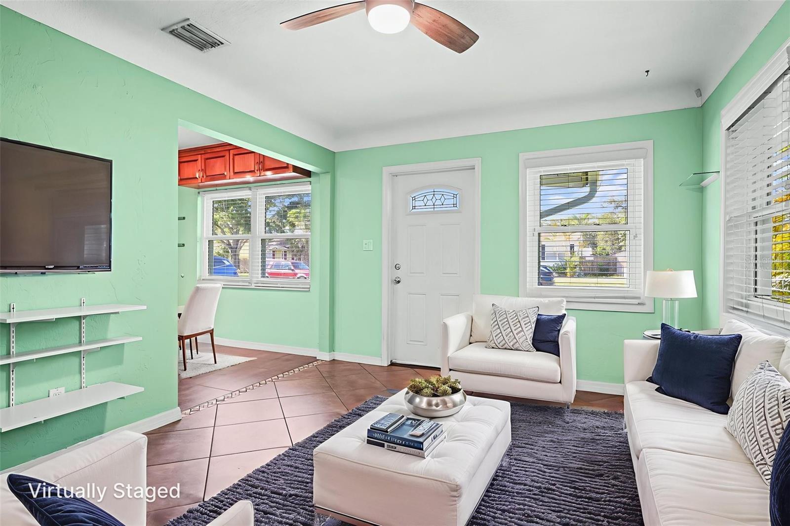 Virtually staged living room