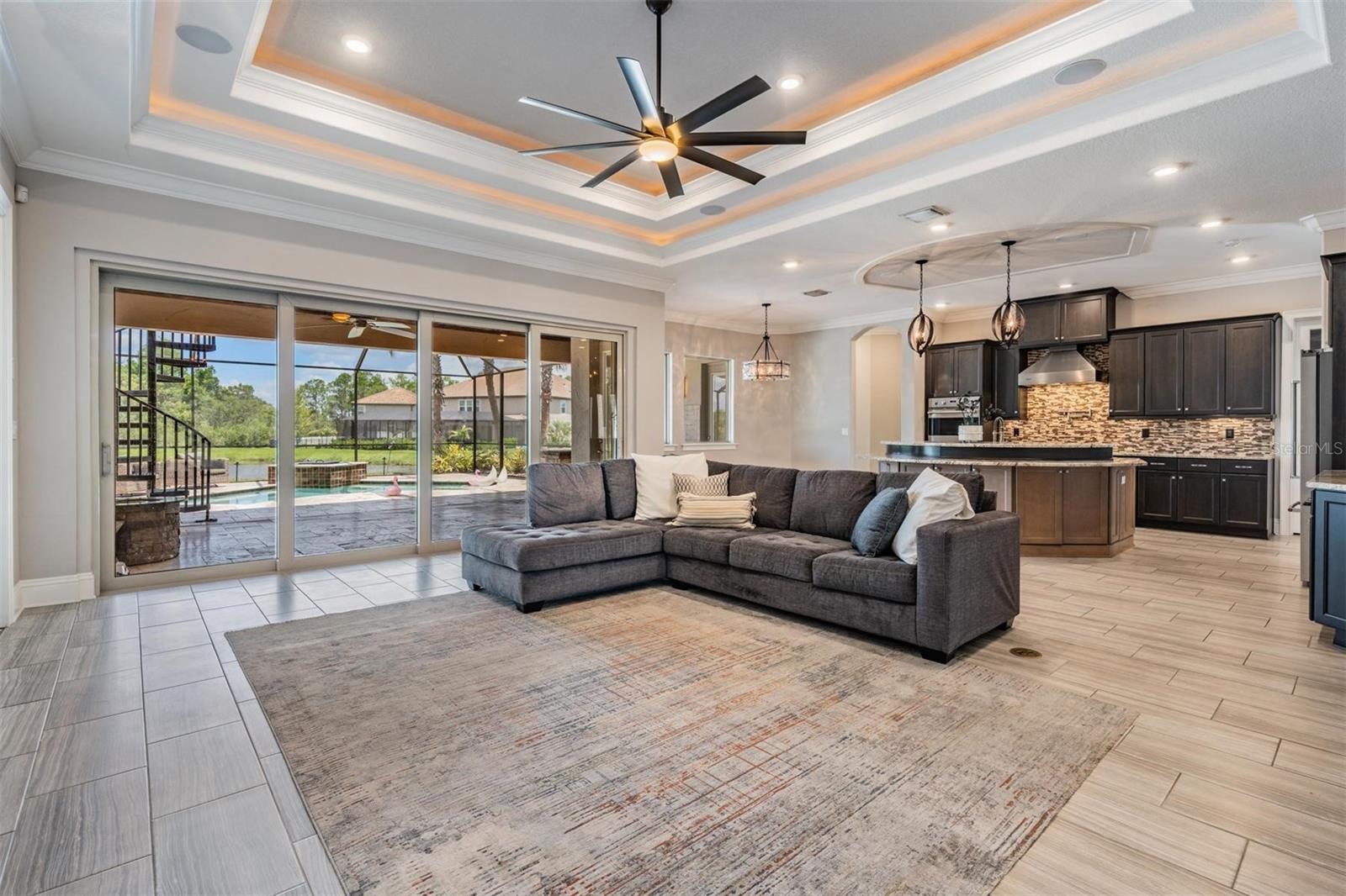 Great room is open to kitchen