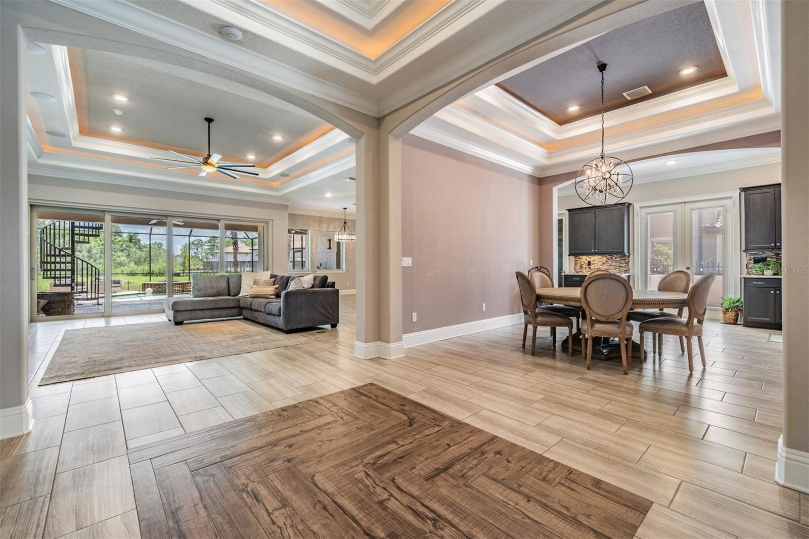 Fabulous lighted tray ceilings!