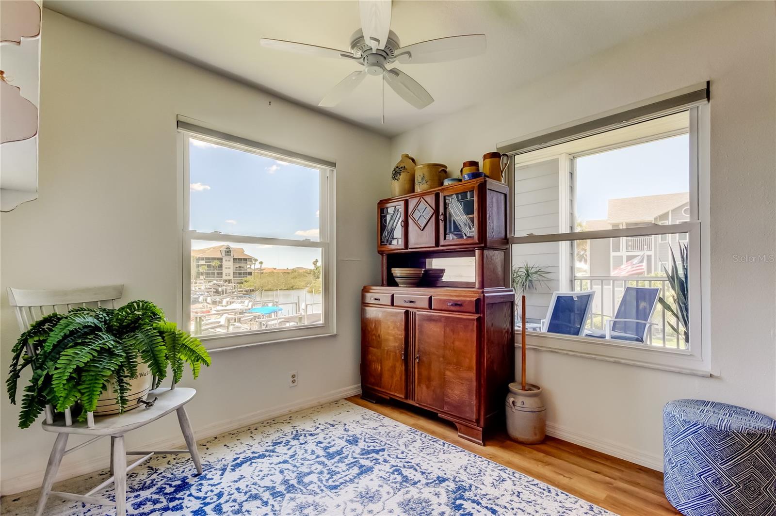 Dining area with water views