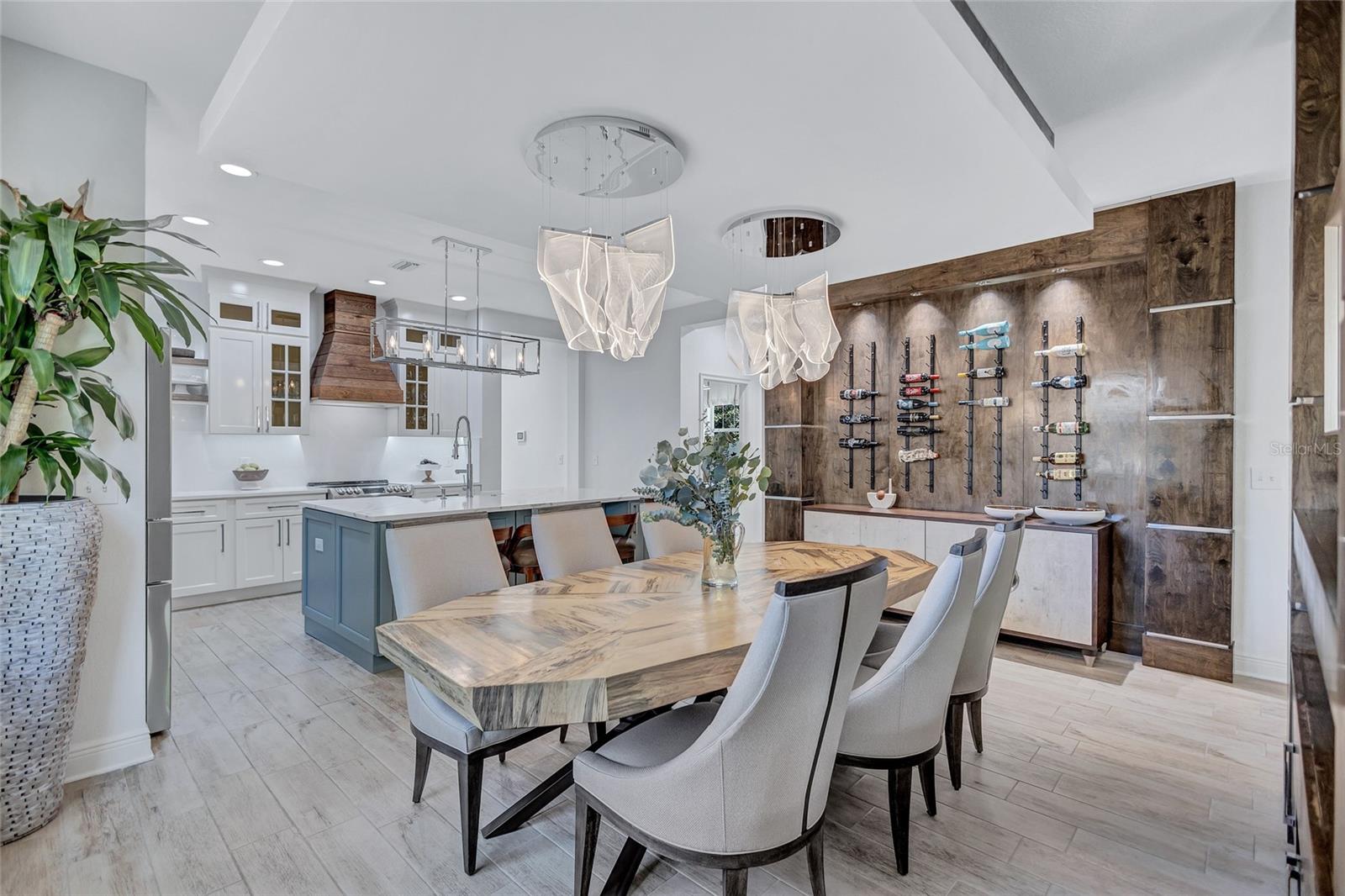 Dining area with custom dinging table and chairs