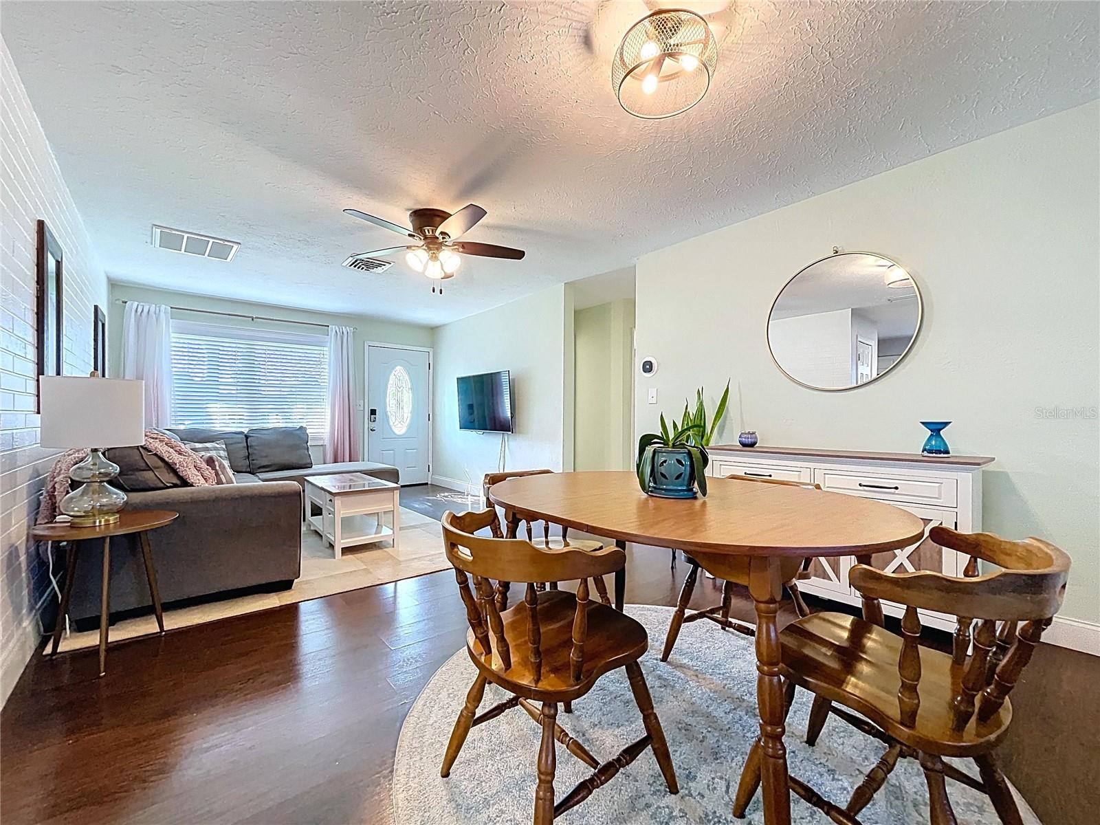 The dining room offers space for medium to larger 6-8 seat tables.