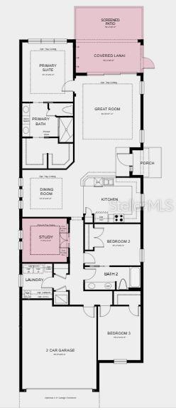 Additional Highlights Include: Study in place of flex, extended screen patio, outdoor kitchen rough-in, extended garage, white shaker cabinets, quartz countertops in kitchen and primary bathroom