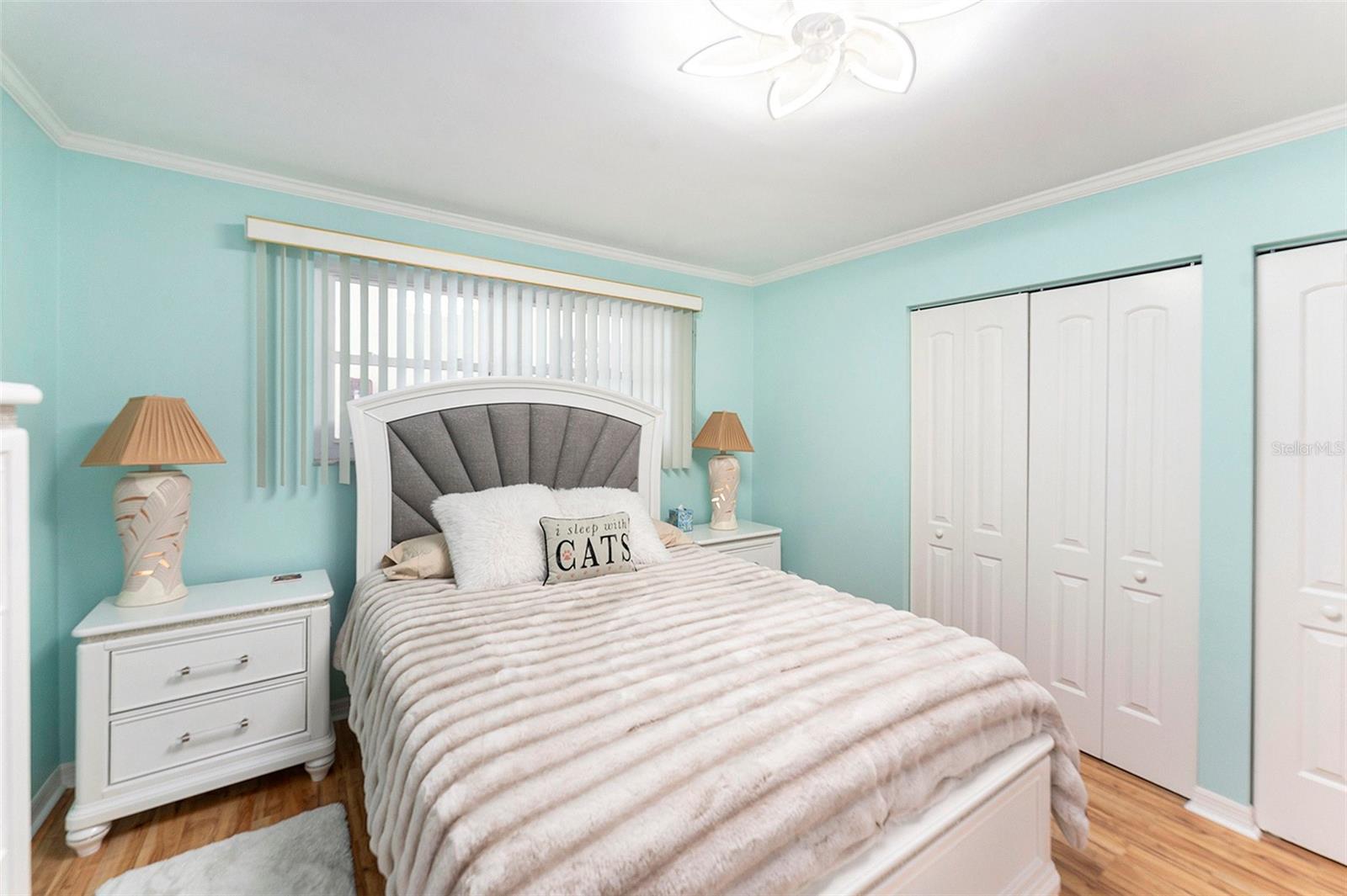 Guest bedroom with double closets