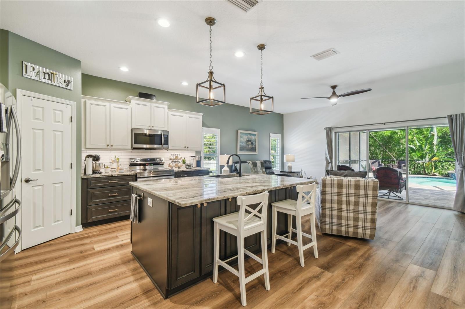 Kitchen overlooking the living room