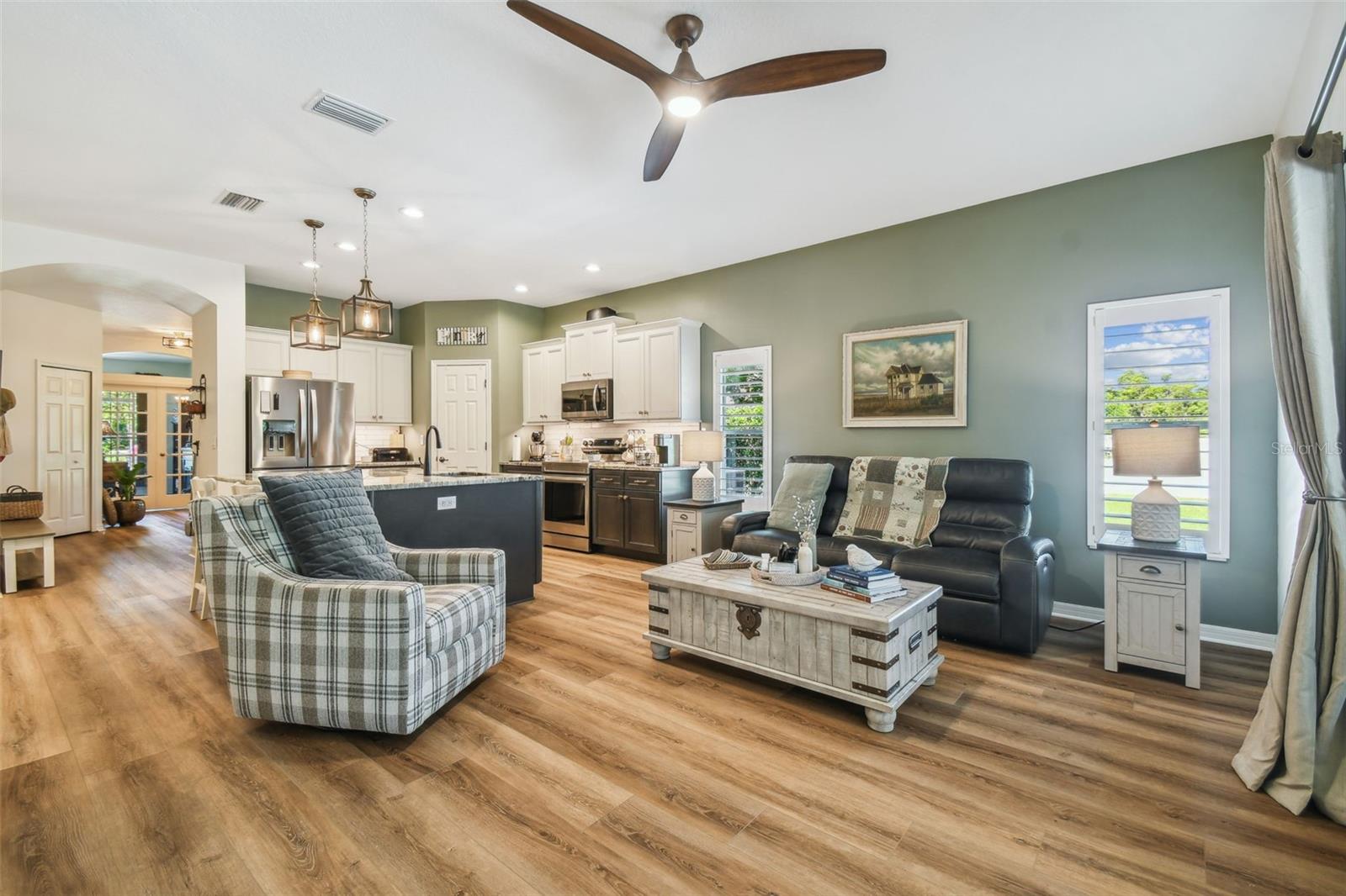 Living room overlooking the kitchen