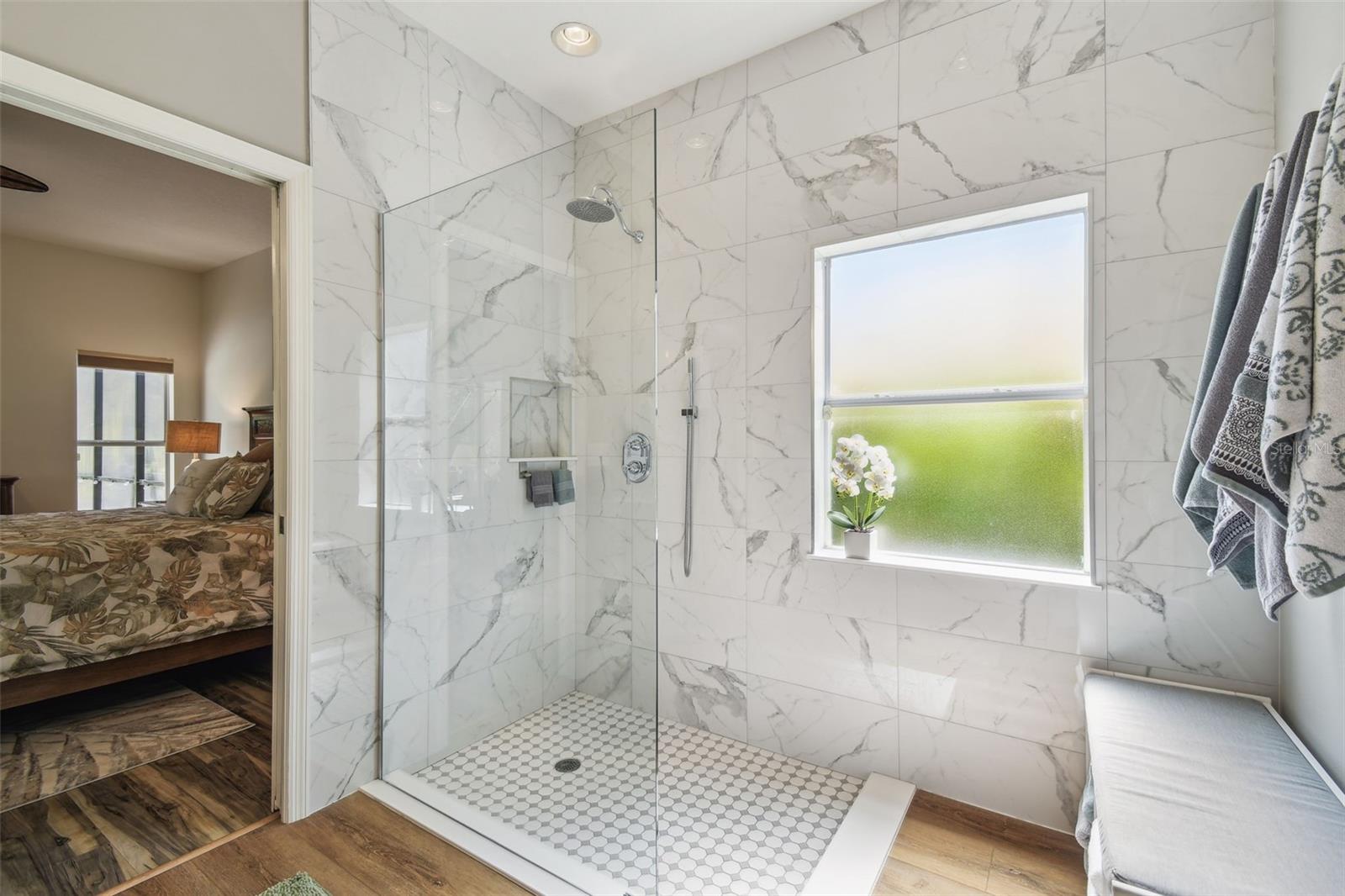 Primary suites spa like shower