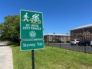 Skyway Trail outside the gate.  Bike down to the water's edge!