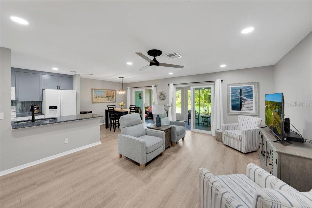 Counter height seating at the kitchen island to relax and gather with your guests