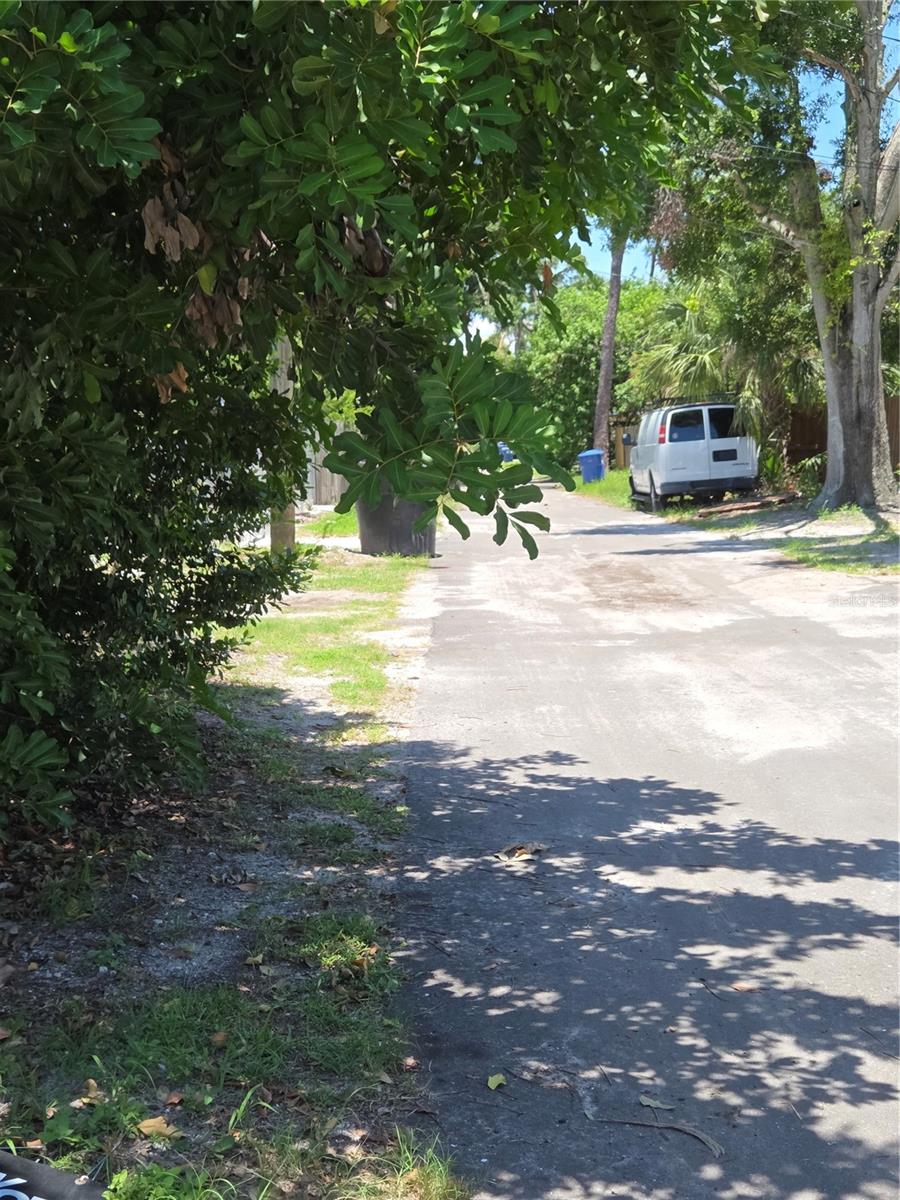 Looking down the alley .