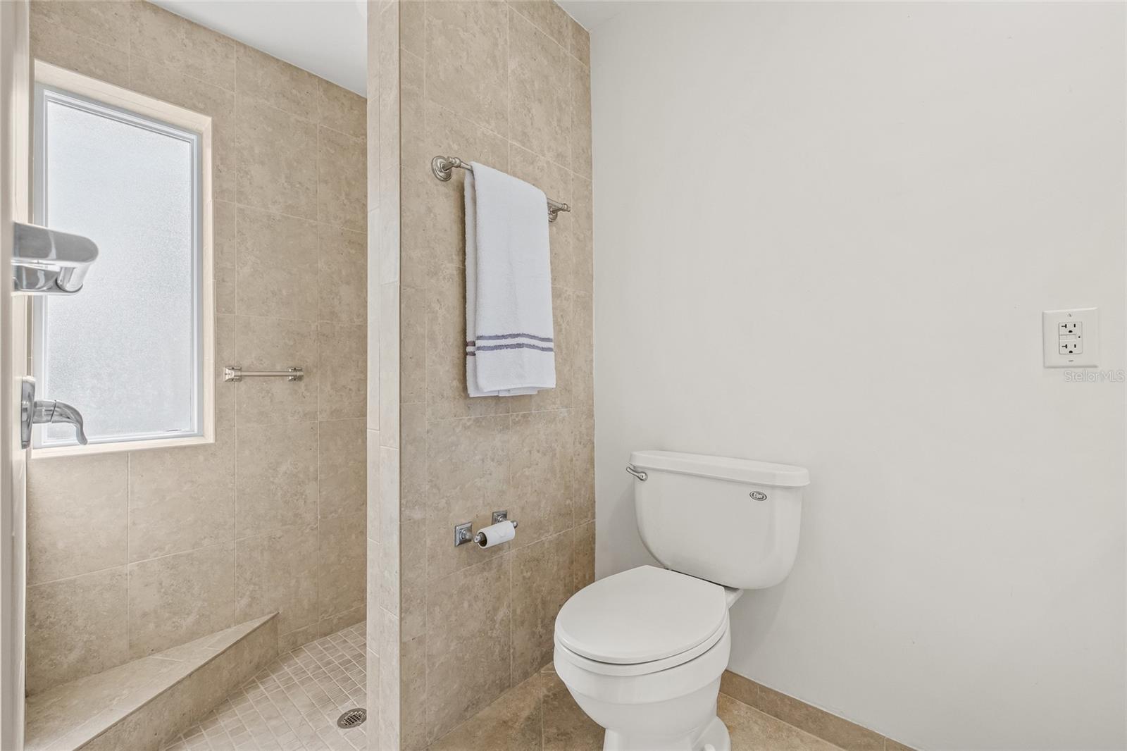 Walk in shower in primary bathroom
