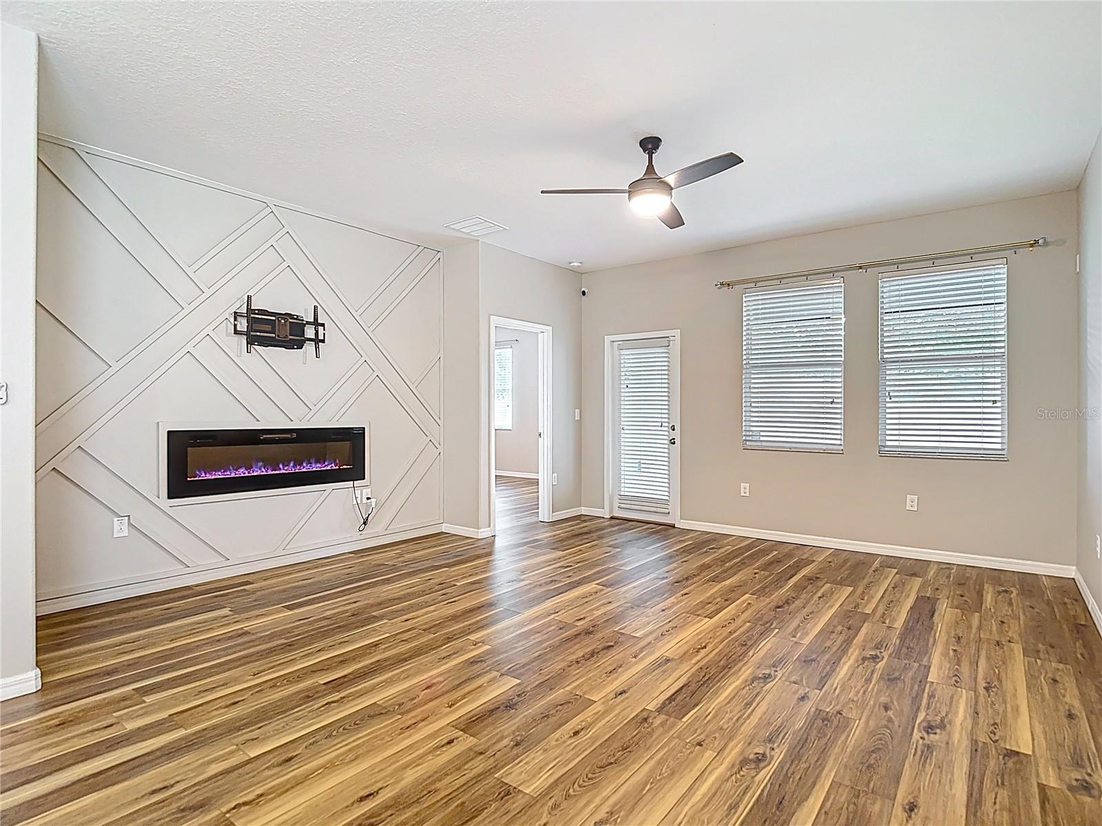 Great room with electric fireplace