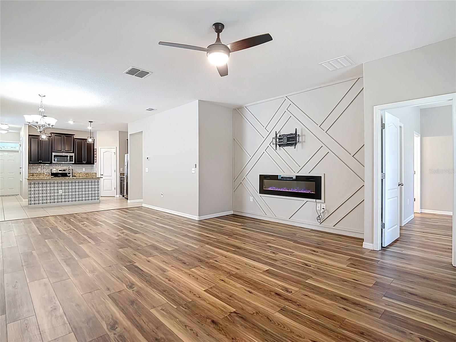 Great room with electric fireplace