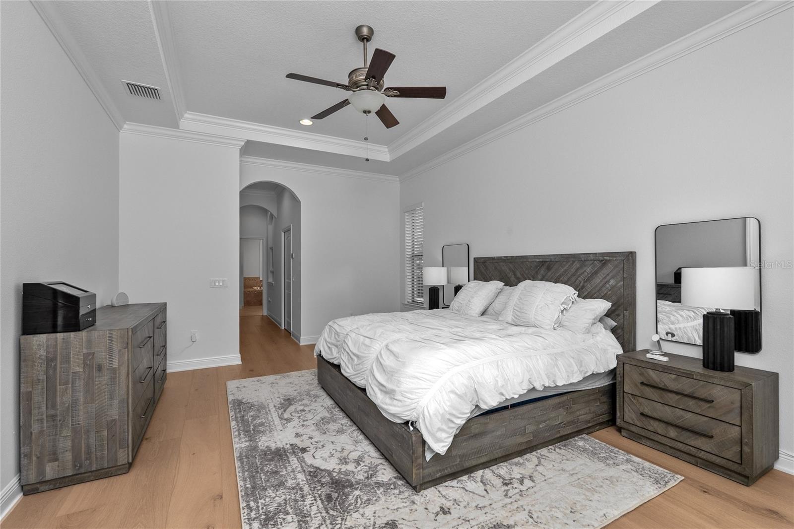 The Tray ceiling makes the Primary Bedroom celings soar