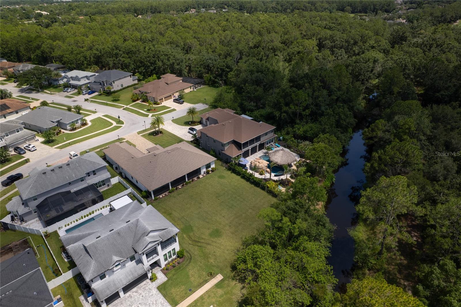 Aerial view of private backyard