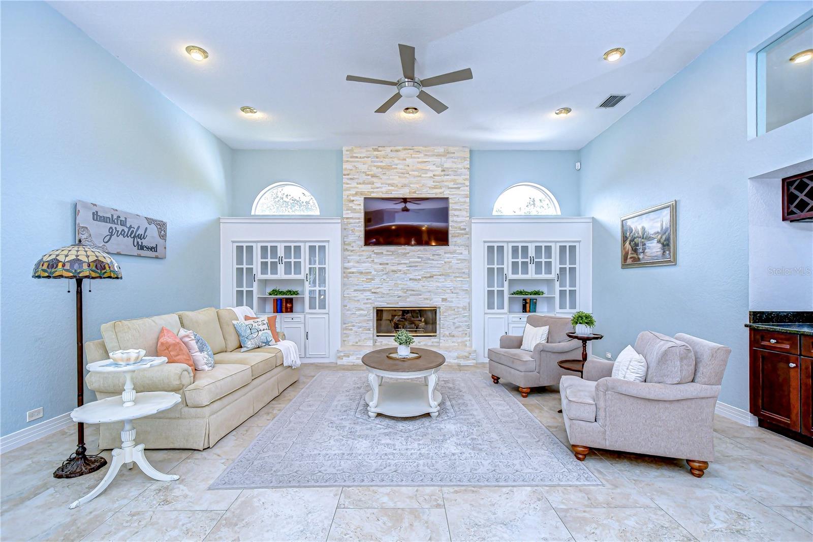 Family room with fireplace!