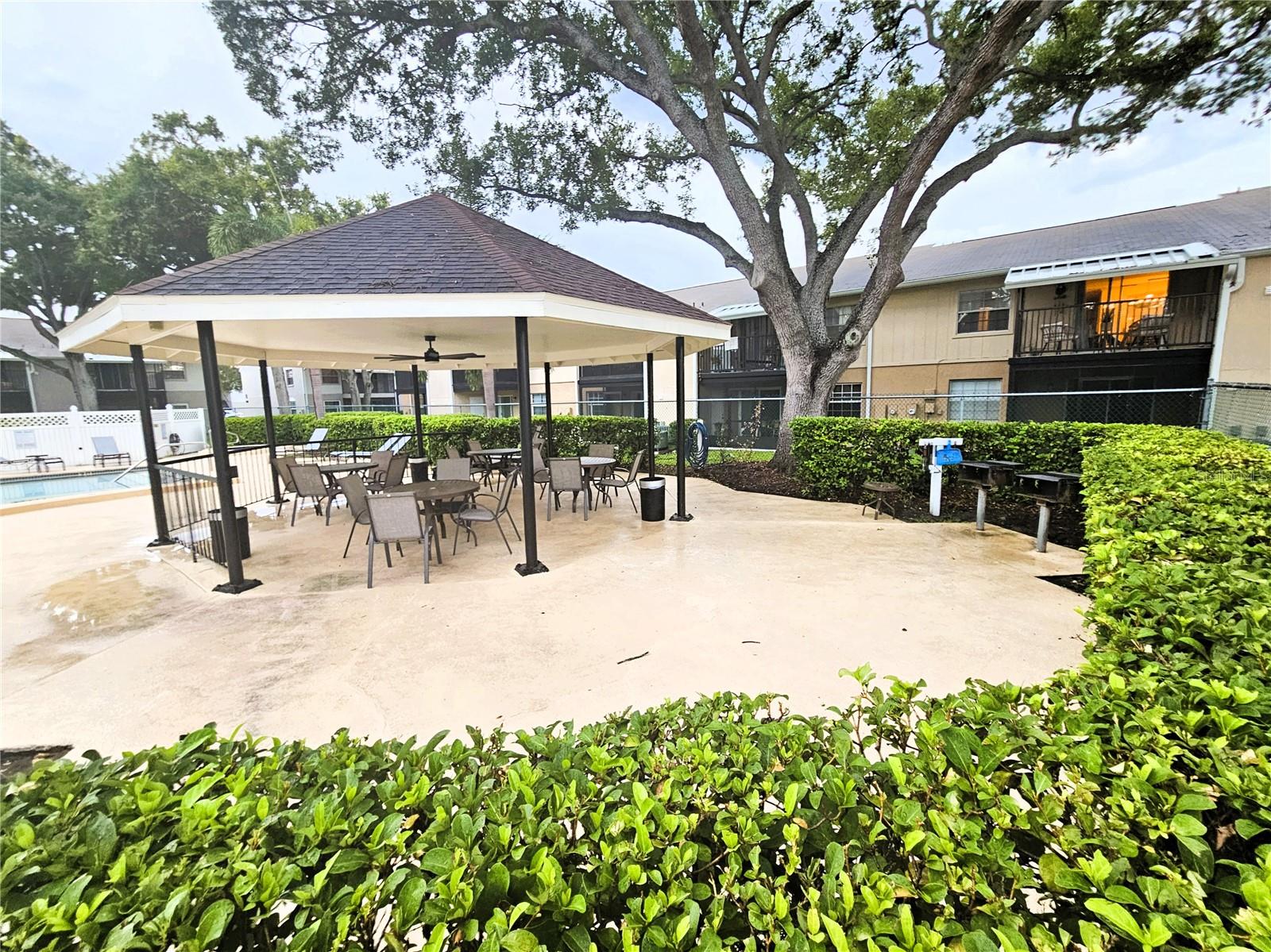Community picnic pavillion and grills