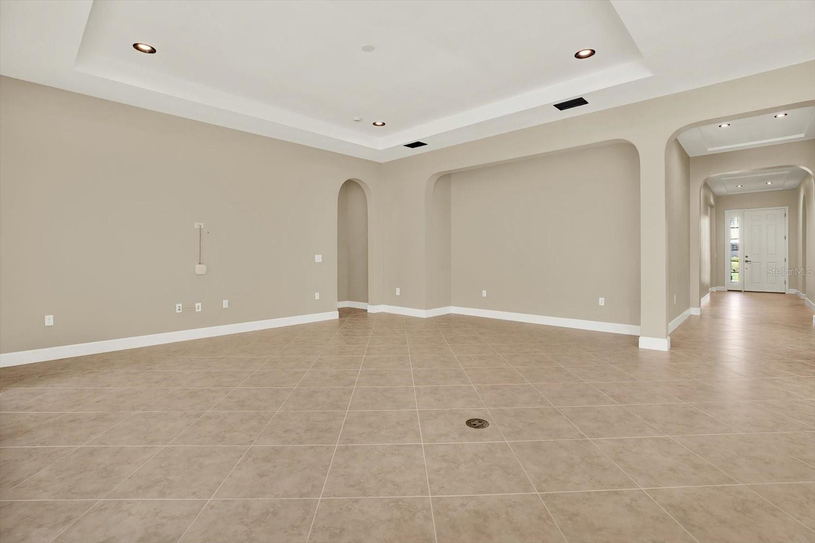 Tray ceiling and feature wall