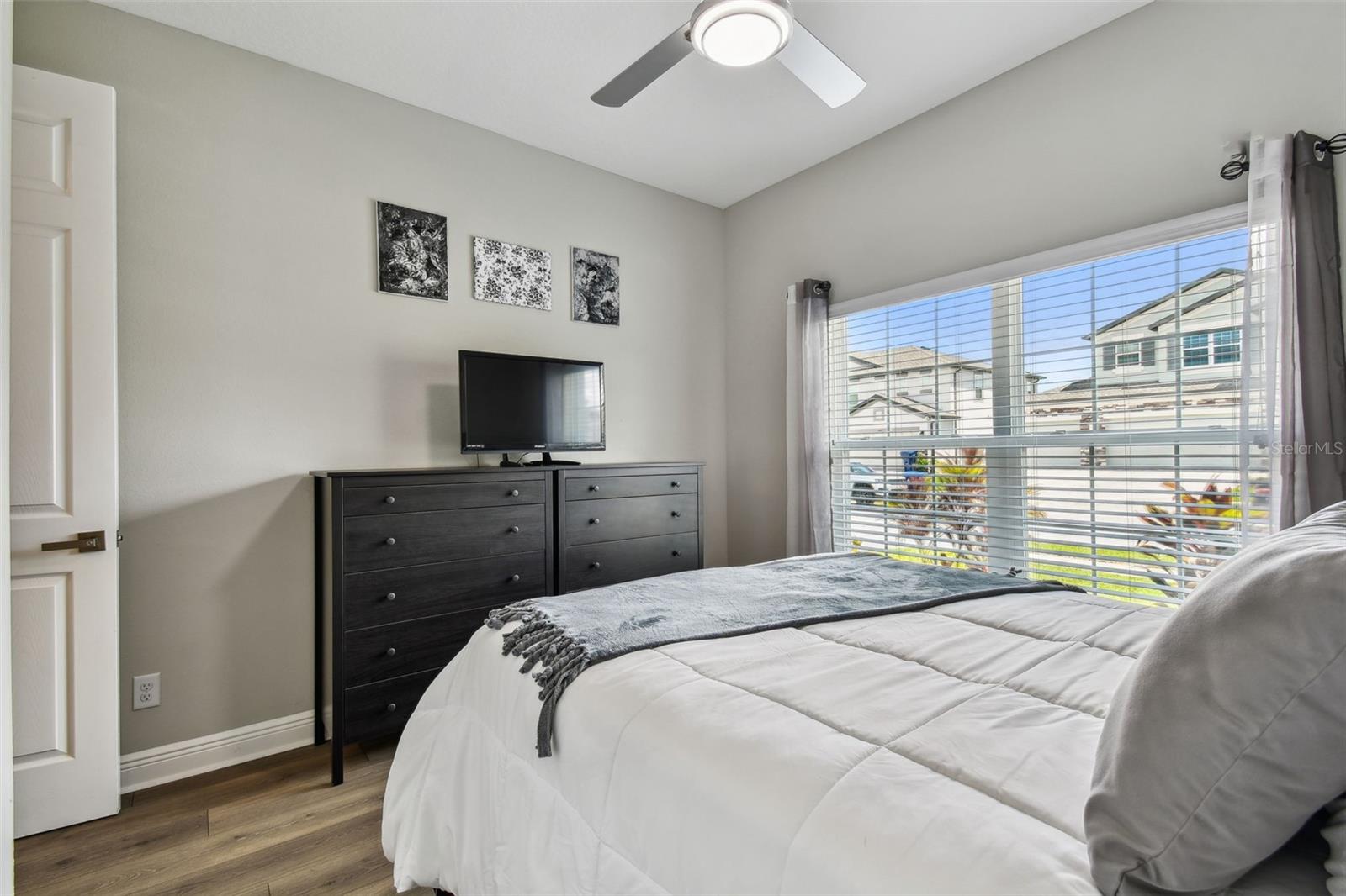 This bedroom overlooks the front of the house