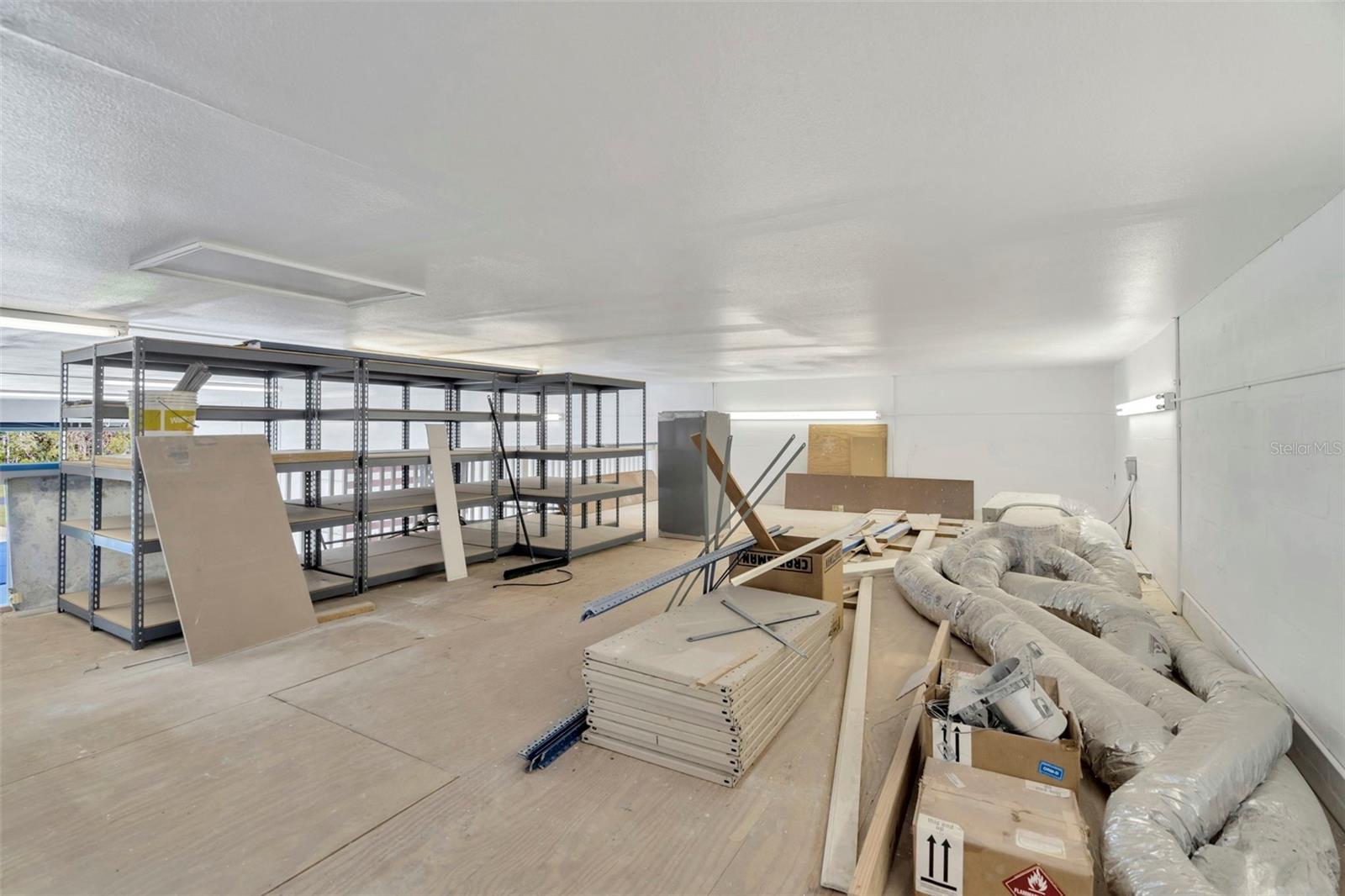 Storage above the apartment in hangar