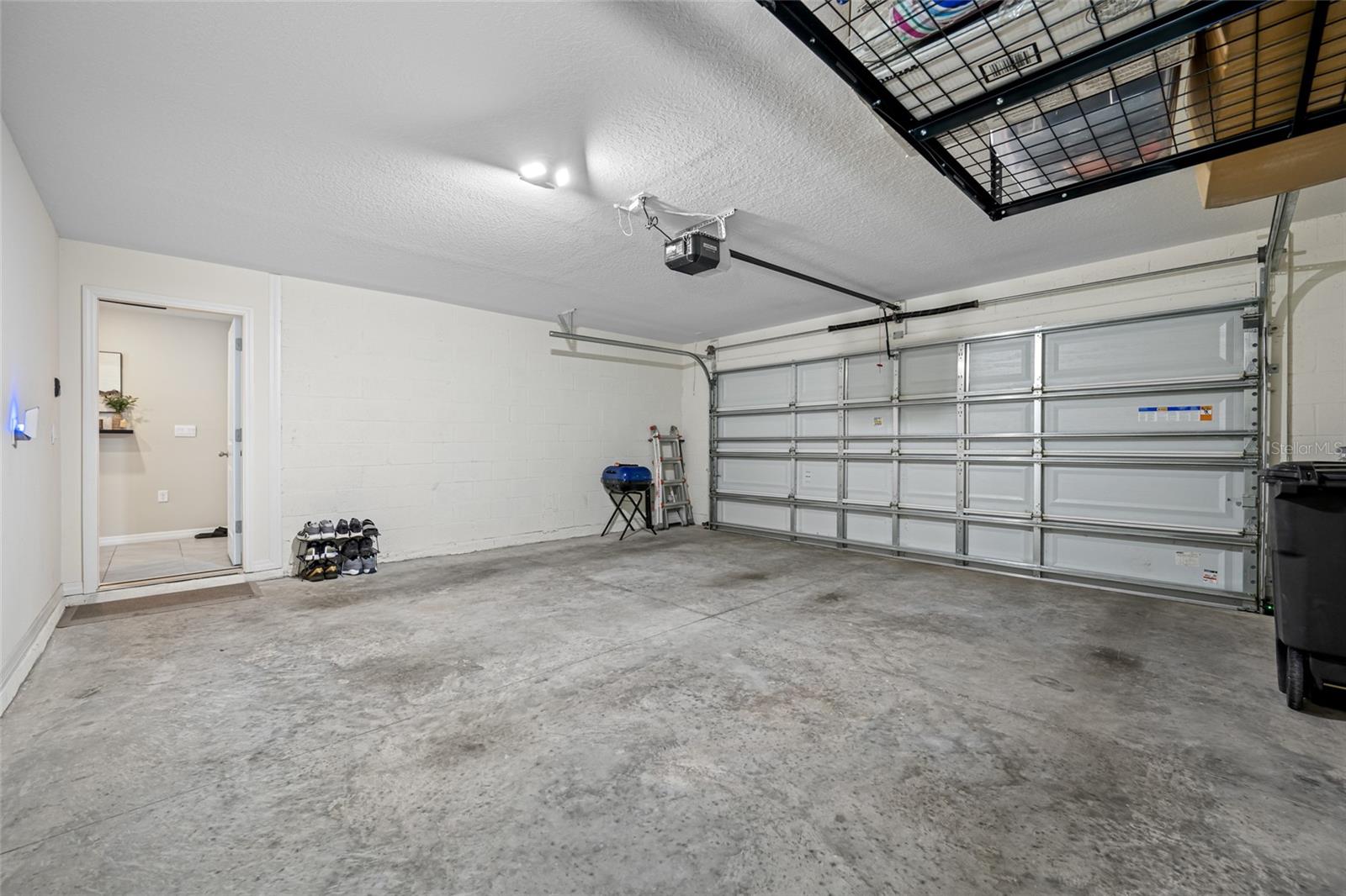 Garage with Overhead Storage Shelf