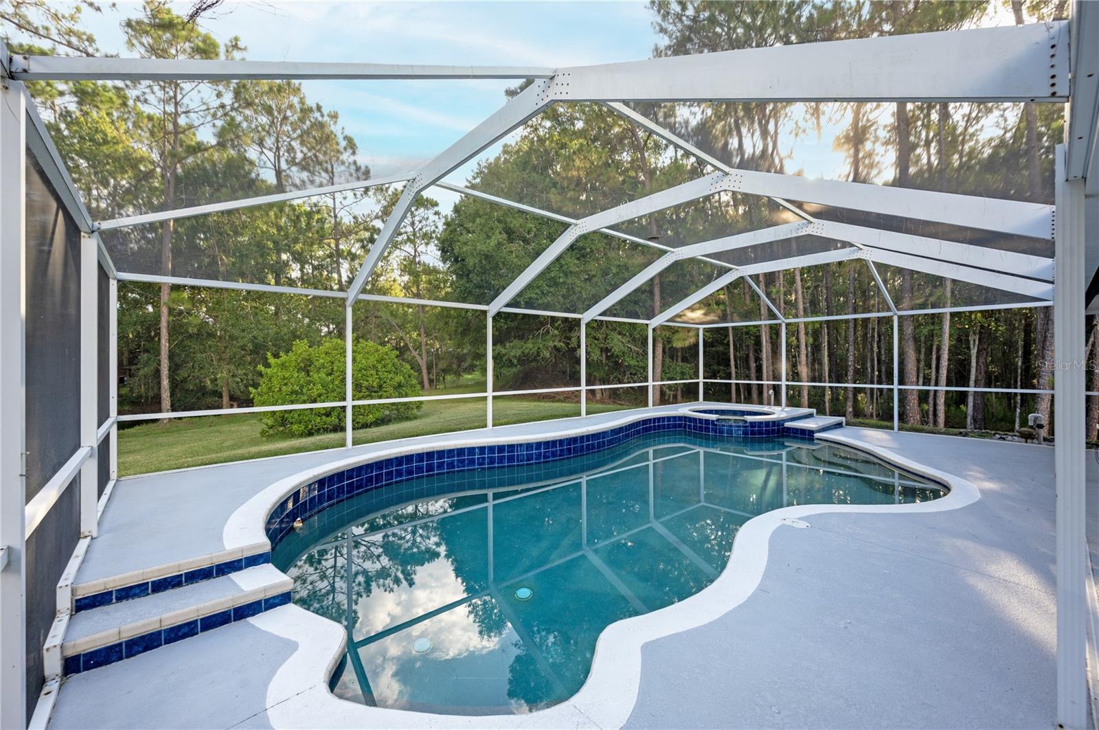 Sparkling pool AND SPA. HUGE backyard and Side yard for a very private nature feel