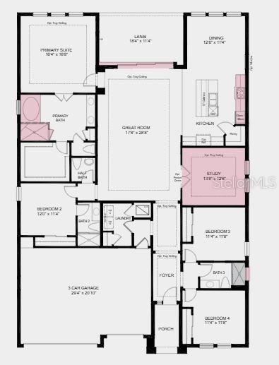 Additional Highlights Include: Tray ceiling, study in place of flex, gourmet kitchen, deluxe primary bath, outdoor kitchen rough-in, pocket sliding doors, 8' doors