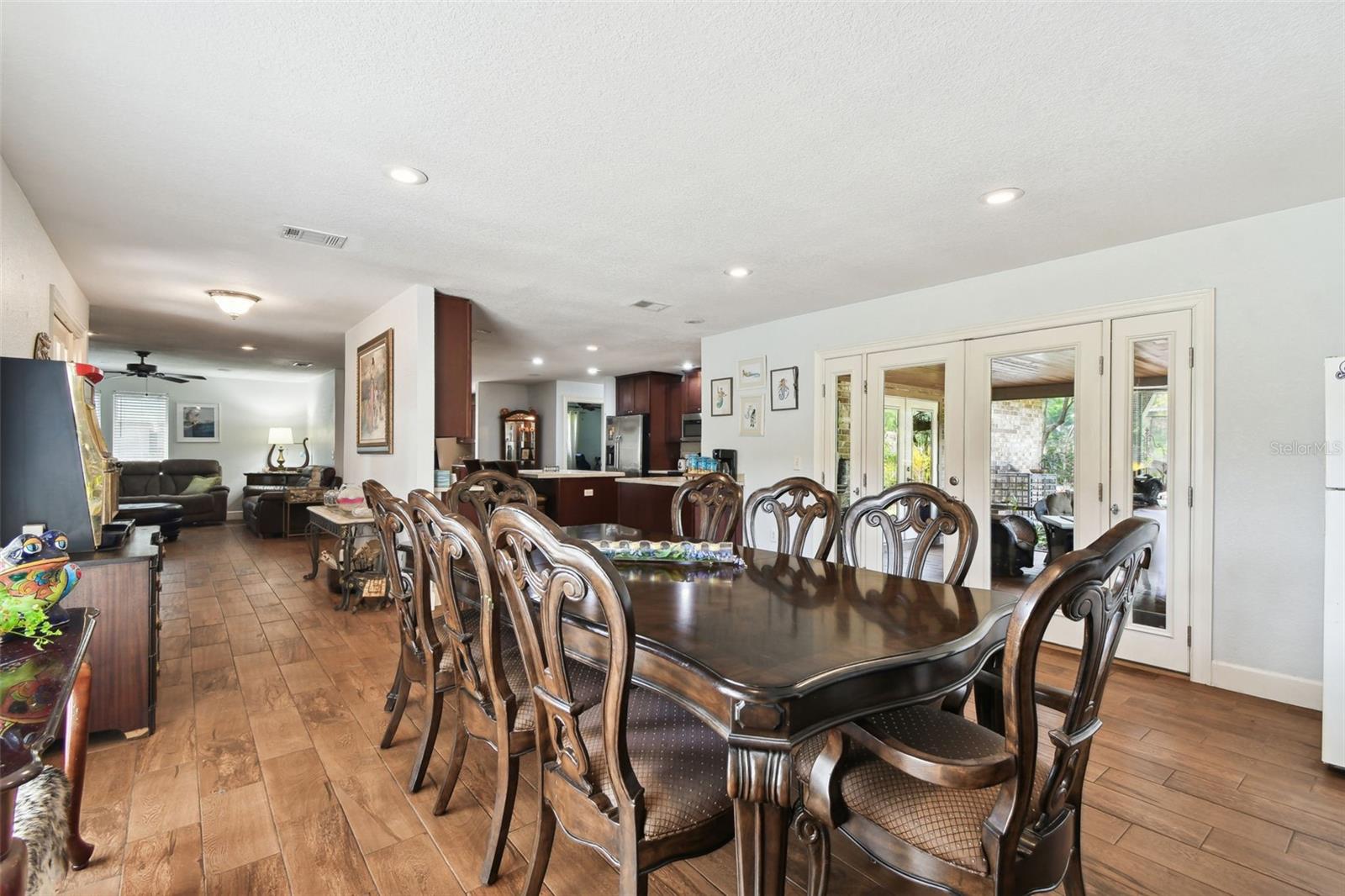 Dining room with french doors to the screened in lanai