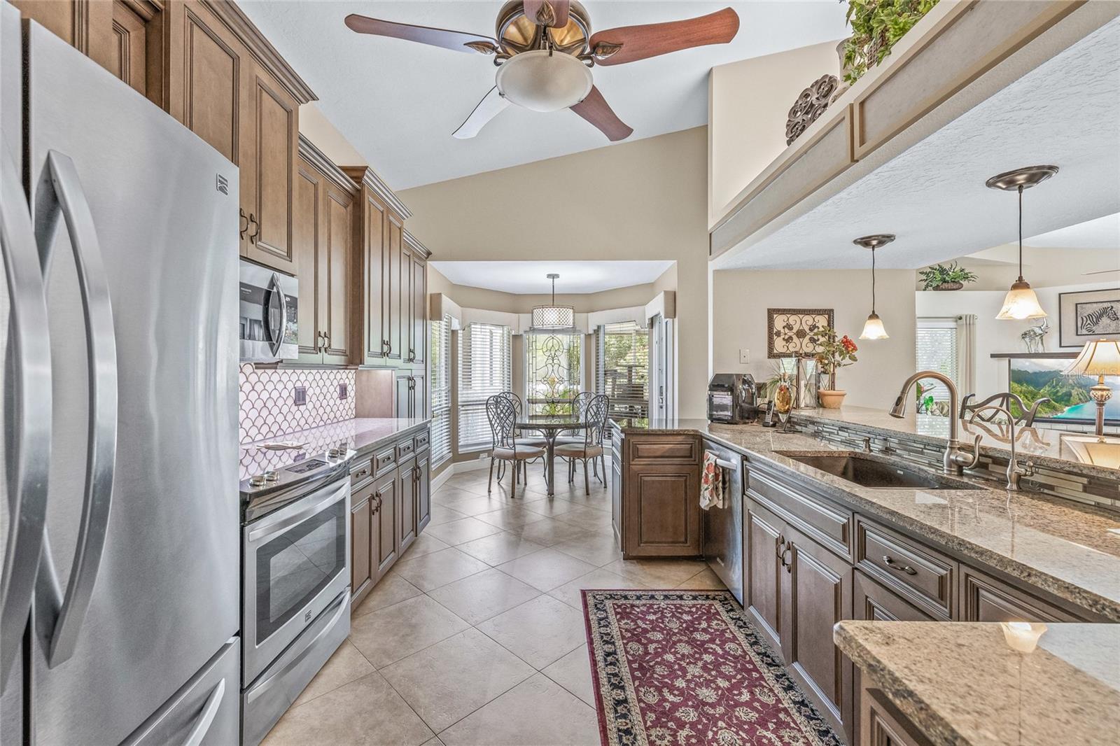 Updated stainless steel appliances.