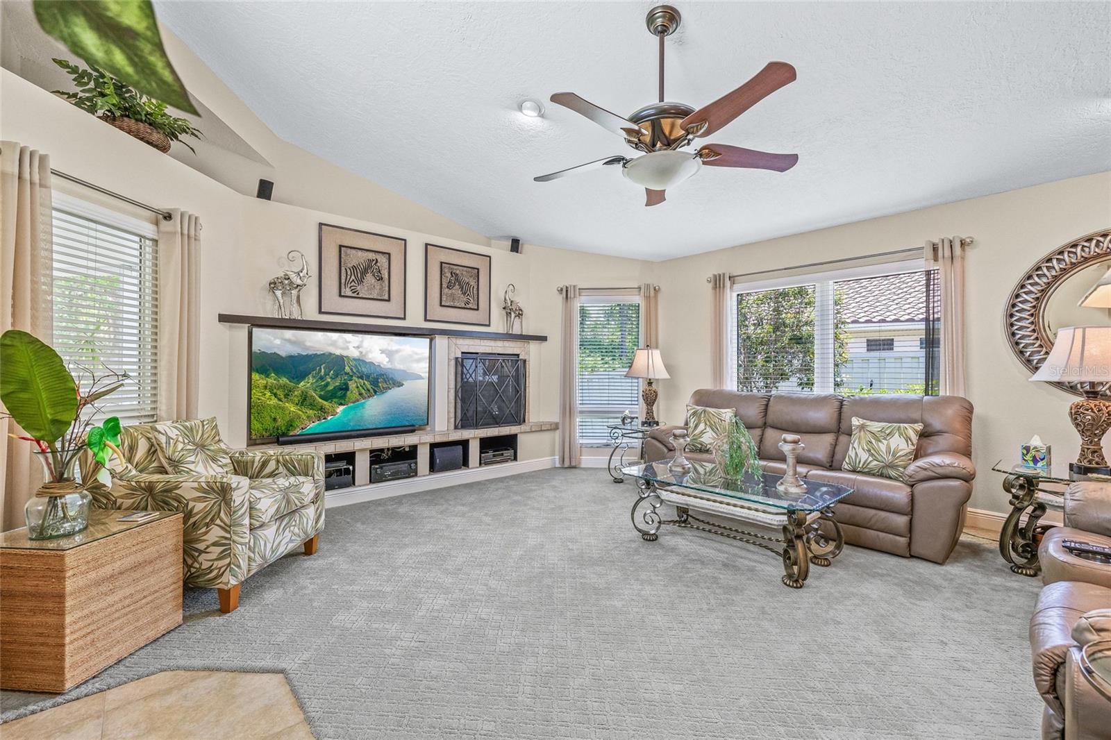 French doors lead back into the living room.