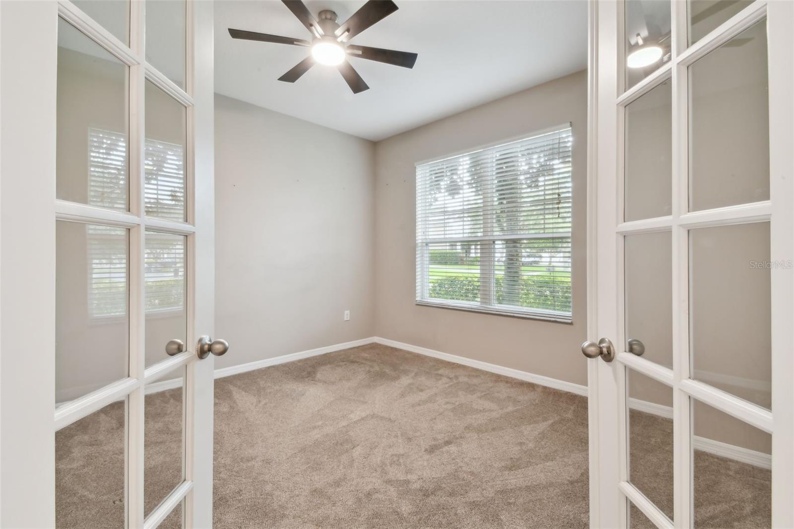 French doors leading to the office