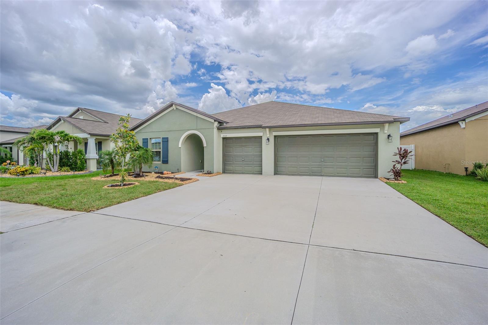Home Front View with 3 Car Garage