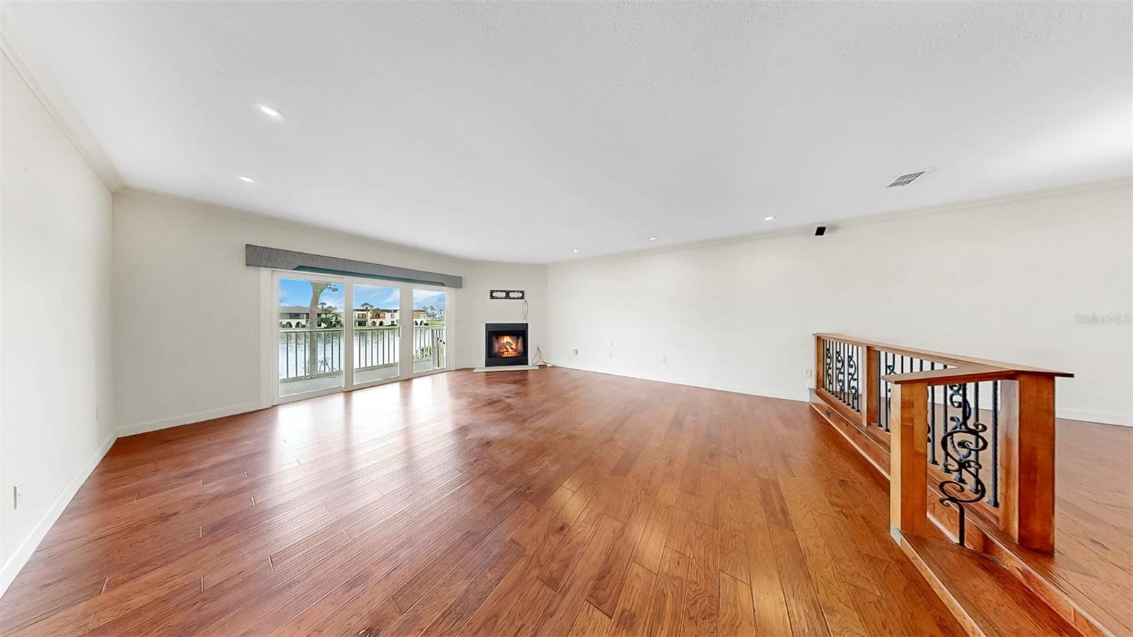 Living Room with Wood-Burning Fireplace