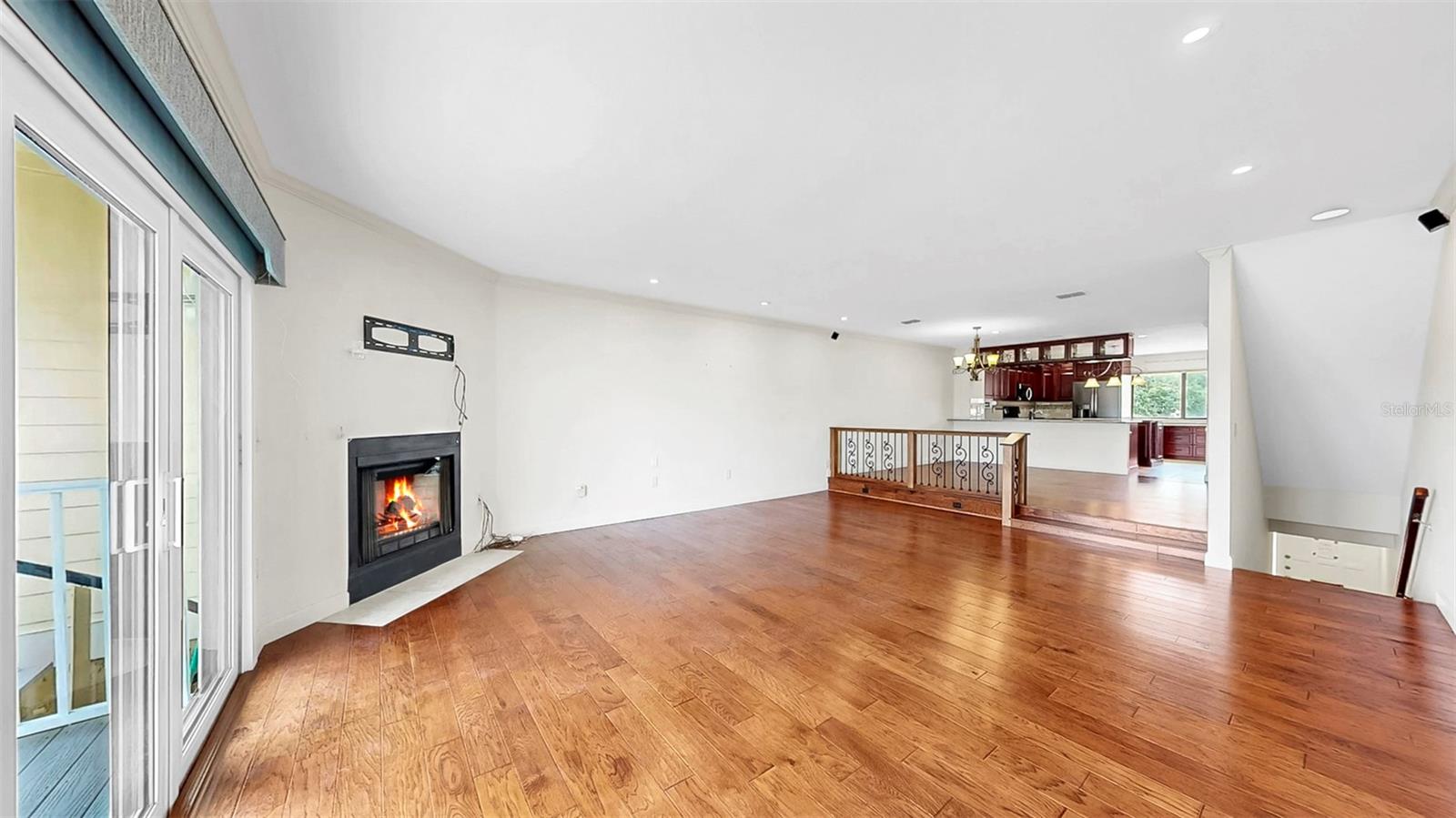 Living Room with Wood-Burning Fireplace
