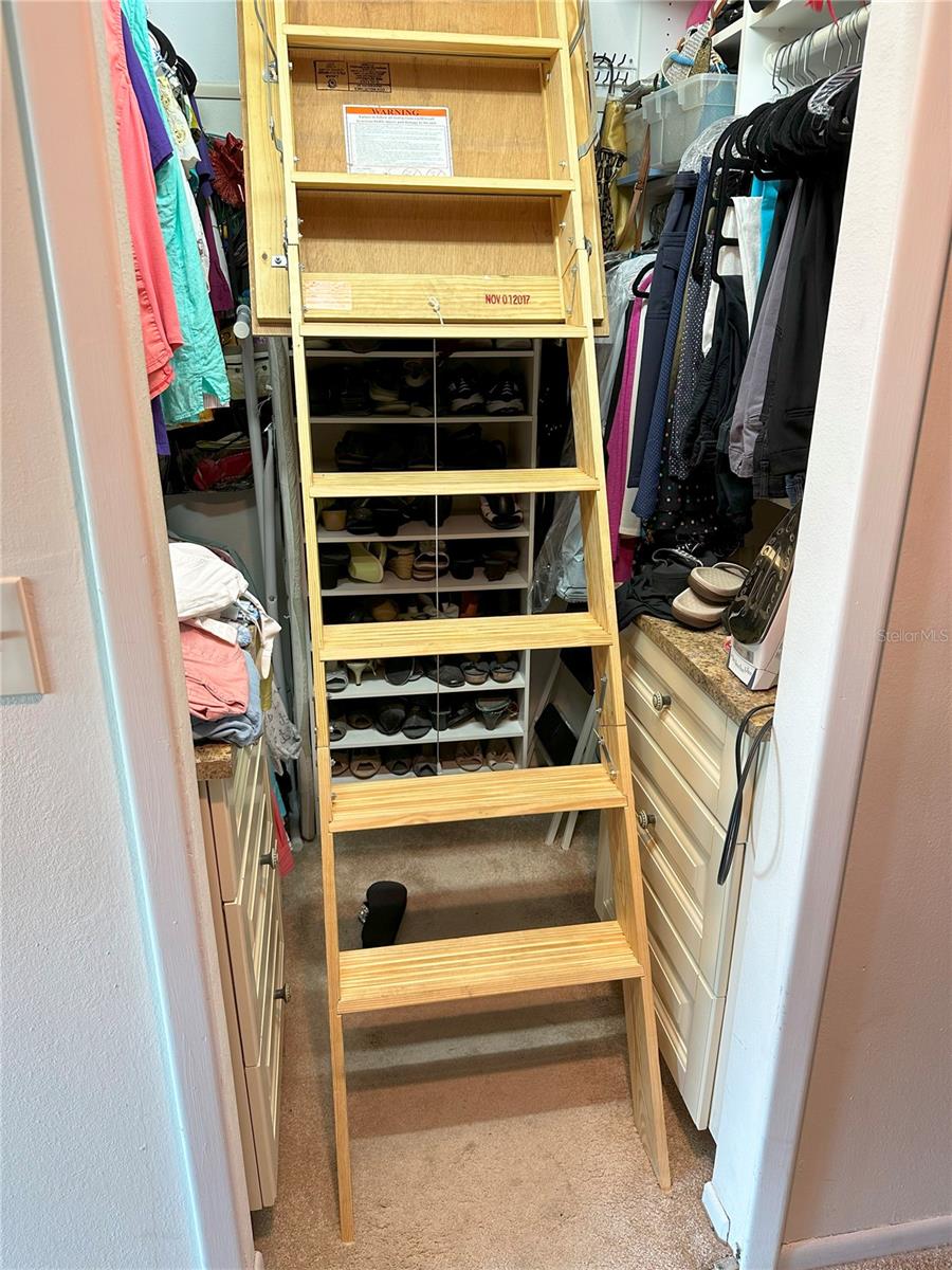 Owners' Suite Closet with Pull Down Attic Stairs