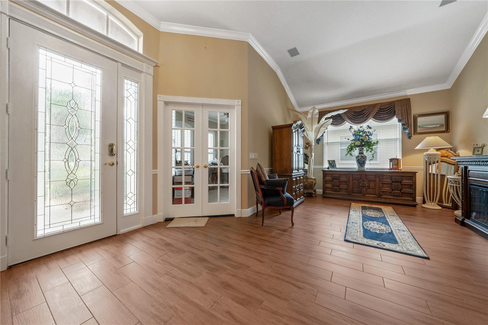 Entry, Living Room and Office.