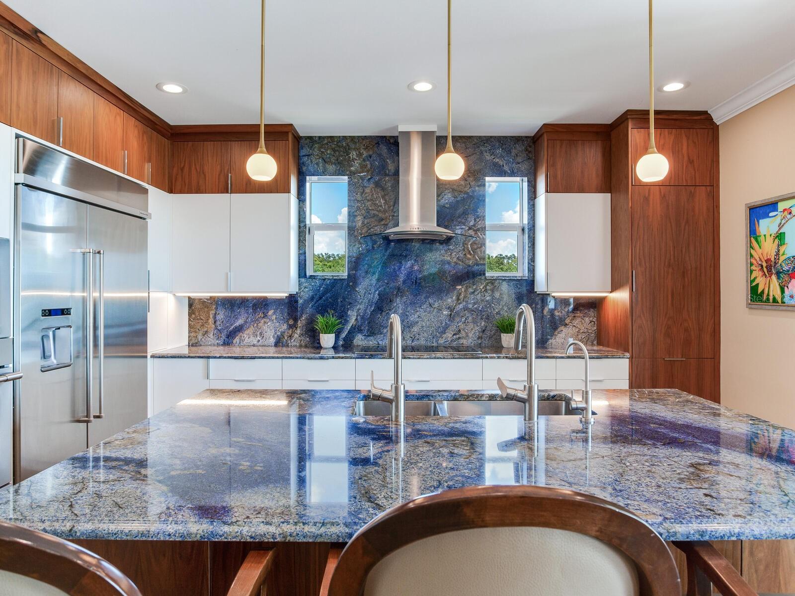 Gorgeous Blue Bahia granite showcases Kitchen