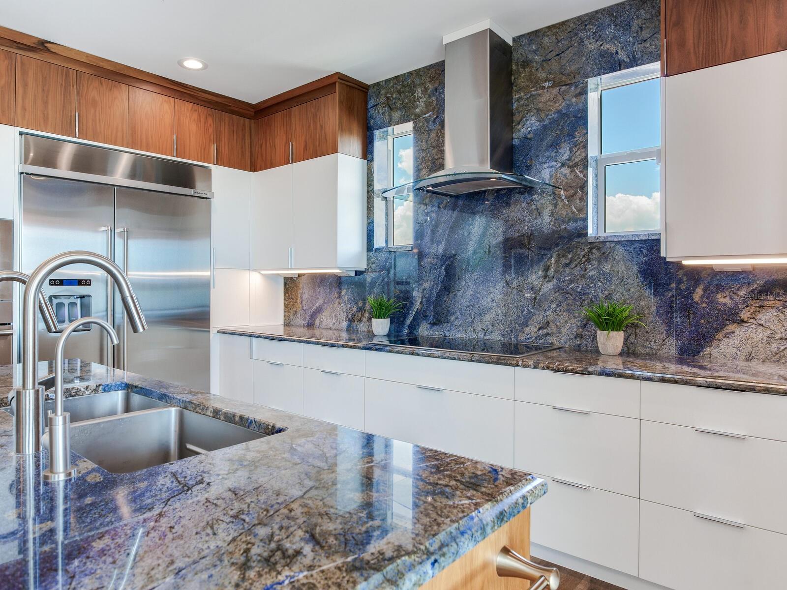 Cooktop, Range hood, oversized built in refrigerator