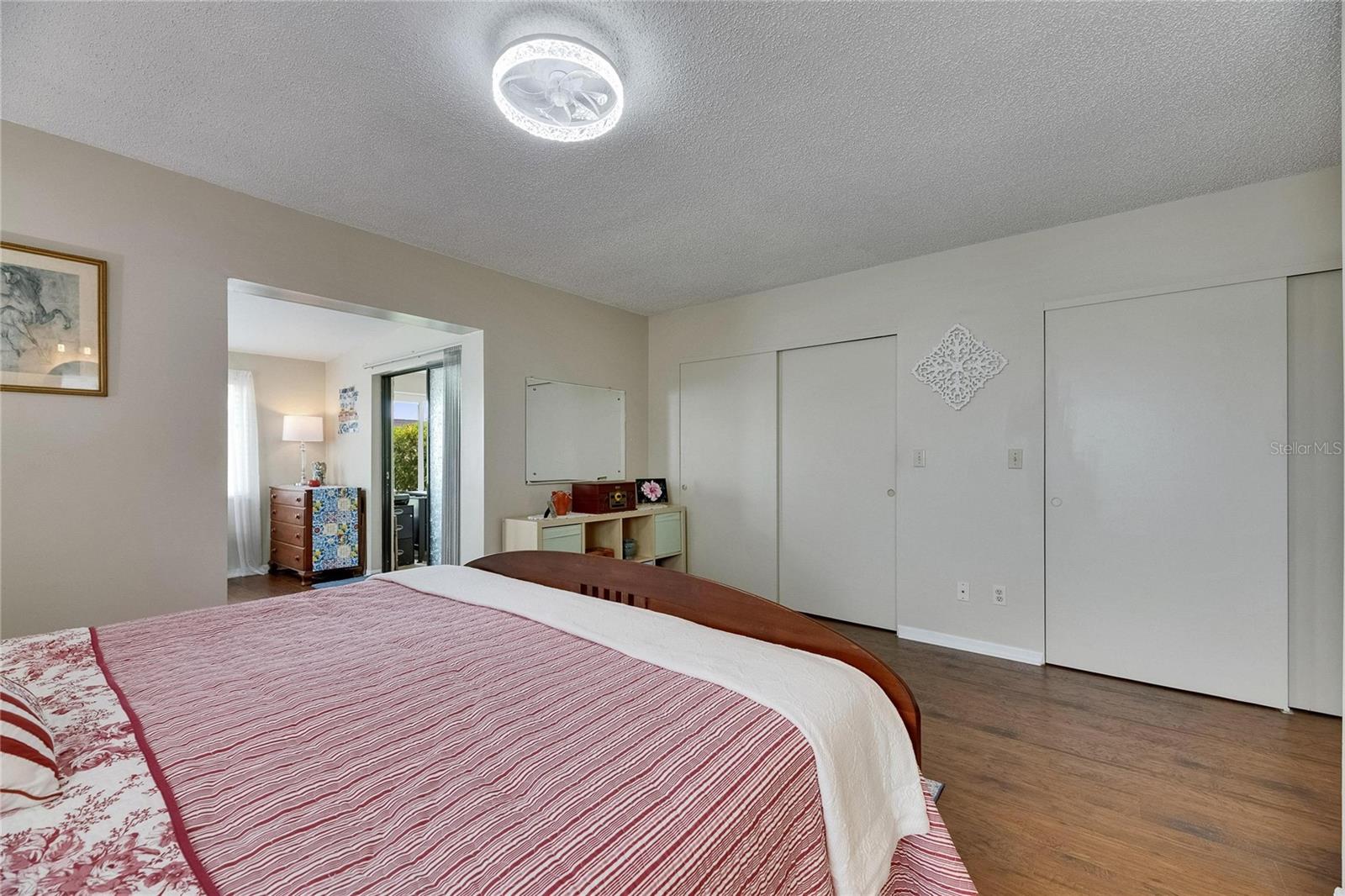 Primary bedroom has double closets