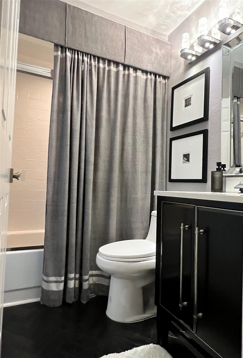 Guest bath with door to outside