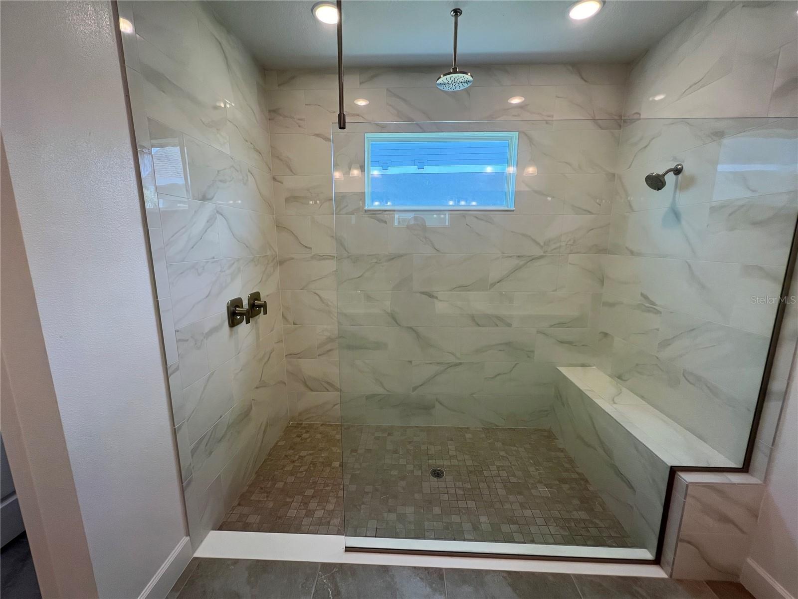 Master Bedroom Shower with Seat & Rain shower