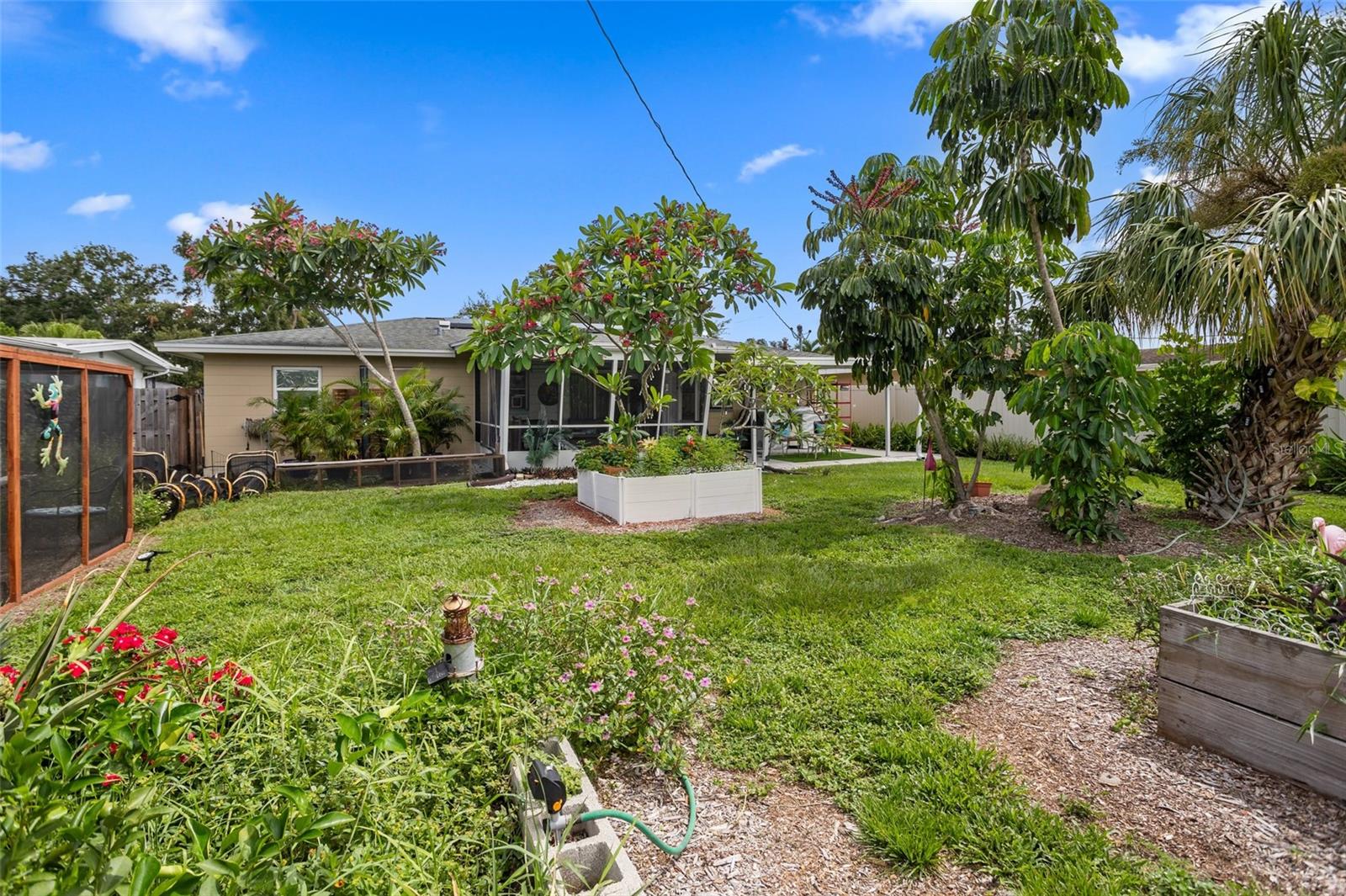 lush landscaped backyard