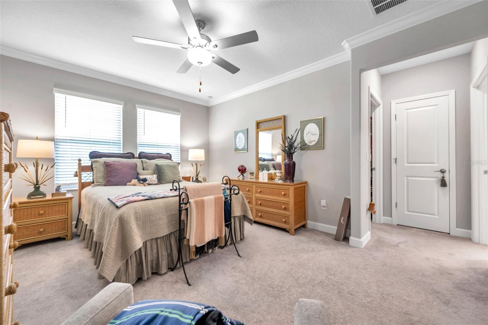 Primary bedroom with large walk-in closet and separate water closet