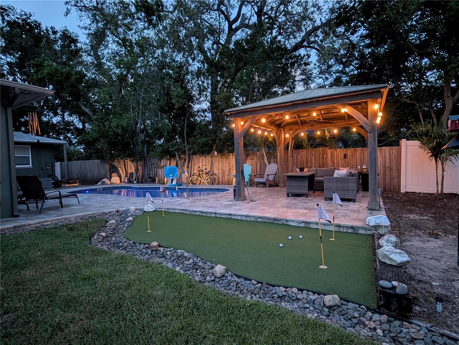 Backyard at twilight